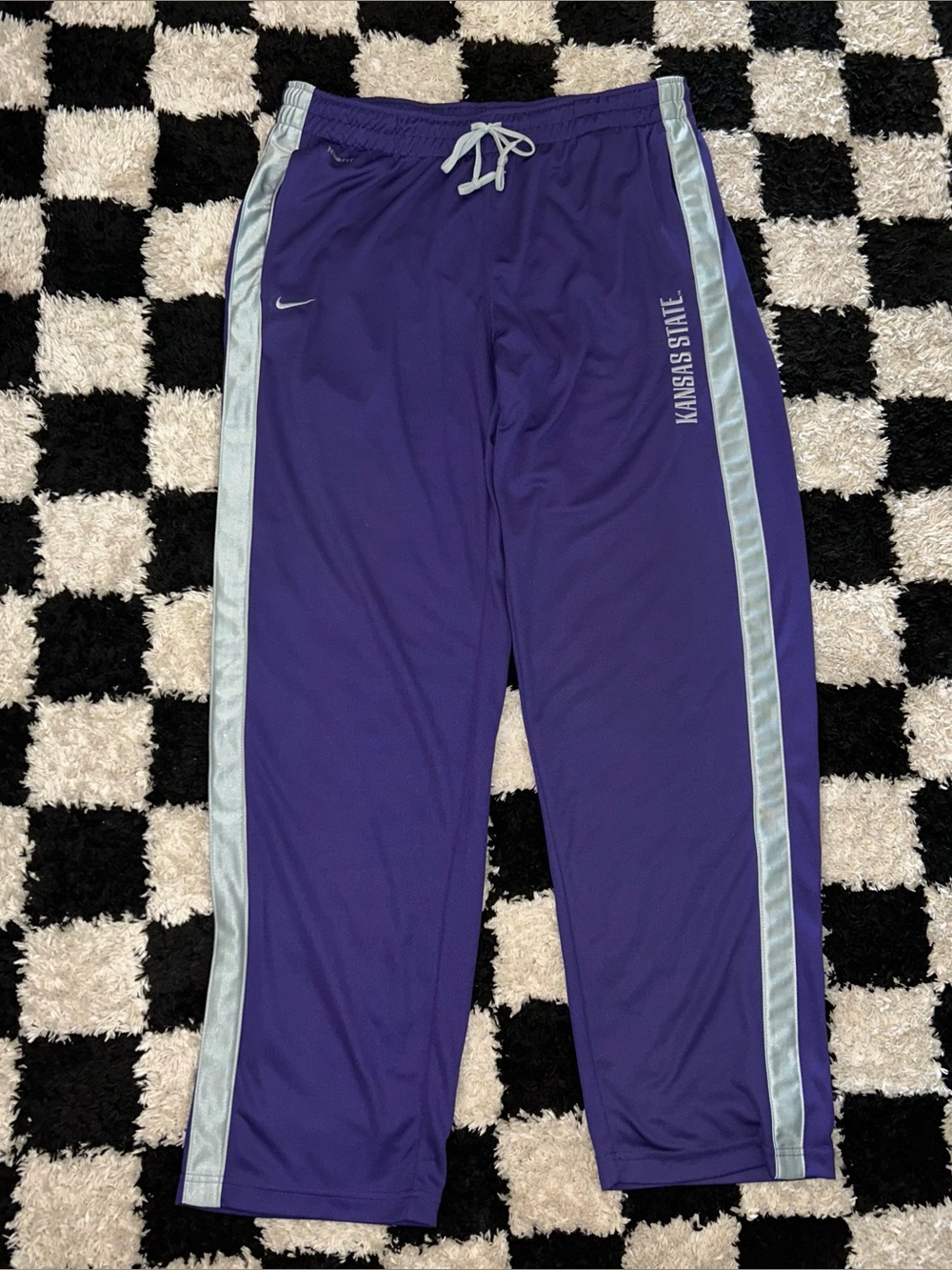 Nike Team Vintage Kansas State Wildcats Track Pants Mens Large Purple NikeFIT